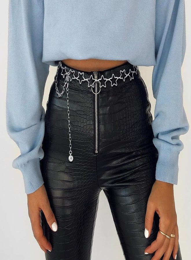 QFSH Women's Metal Chain Waist Belt Dress with Star Chain Belt Sweater (Silvery) - Image 2